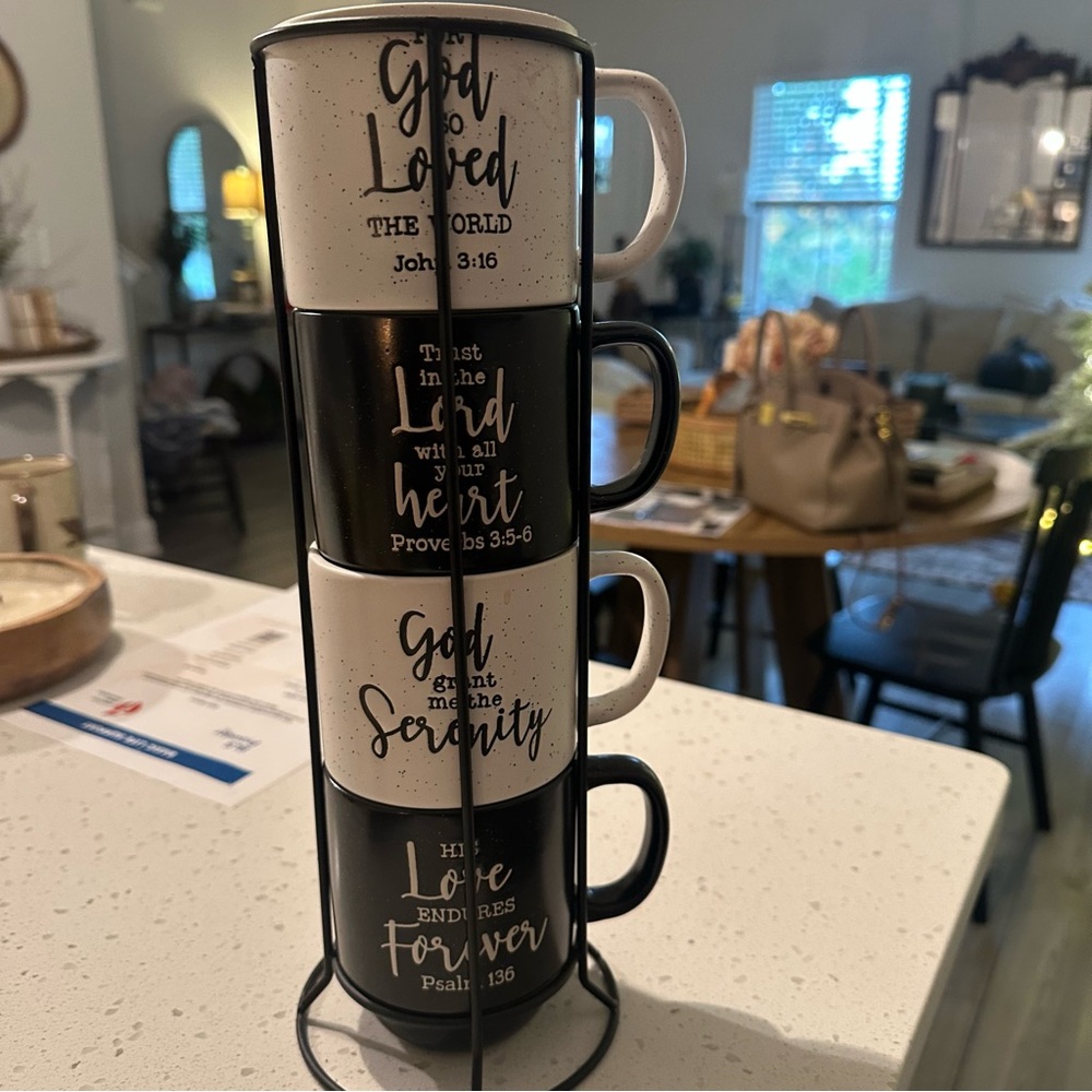 Inspirational Scripture Black and White Mug Set